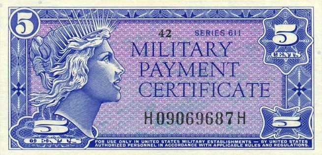 Military Payment Certificate Series 611 5 Cent Note